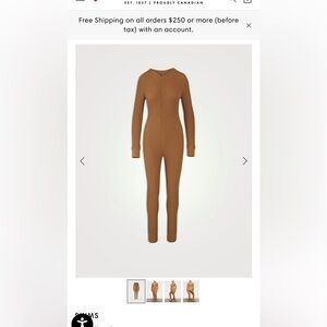 Ribbed One-Piece Thermal Jumpsuit in Camel